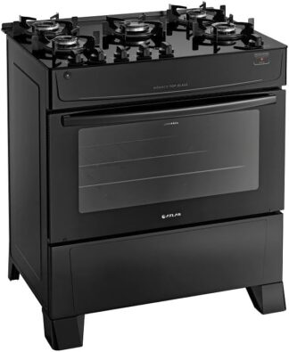 Fogão 5 Bocas Atlas Mônaco Top Glass Preto Bivolt Automático