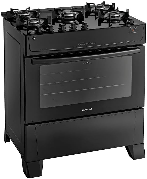 Fogão 5 Bocas Atlas Mônaco Top Glass Preto Bivolt Automático 1 Fogão 5 Bocas Atlas Mônaco Top Glass Preto Bivolt Automático