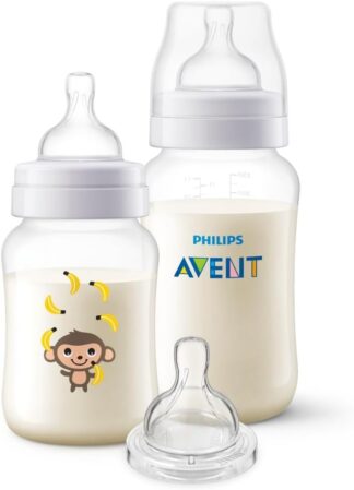 Kit Mamadeiras Philips Avent Anti-Colic 260ml e 330ml Macaco