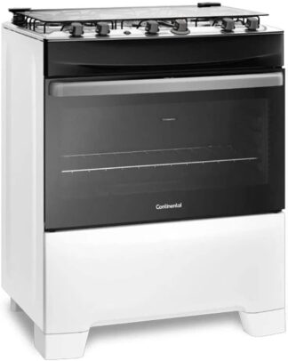 Fogão 5 Bocas Continental Mesa de Inox Branco com Forno