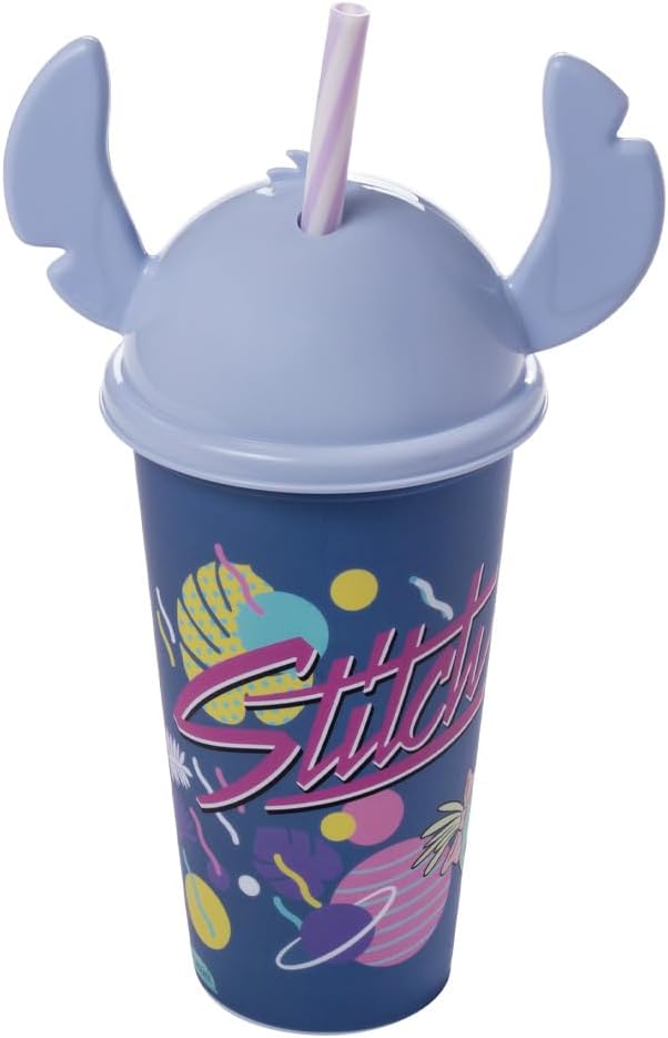 Copo com Tampa e Canudo Plasútil Stitch 500ml Infantil 4 Copo com Tampa e Canudo Plasútil Stitch 500ml Infantil - Imagem 4