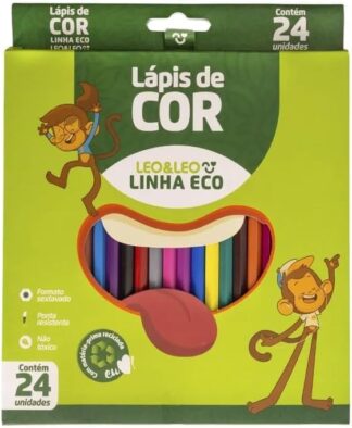 Lápis de Cor Leo e Leo 24 Cores Sextavado Ecológico Modelo 4222