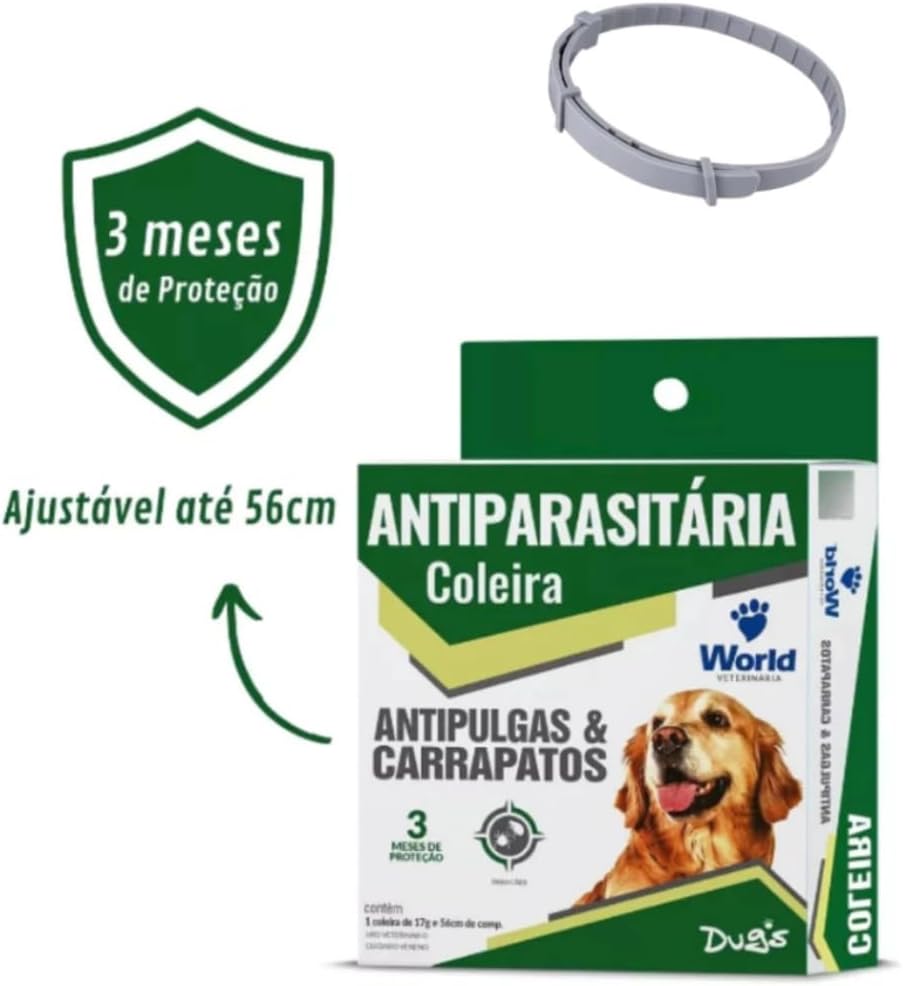 Kit 2 Coleiras Antipulgas e Carrapatos Dugs World Veterinária 2 Kit 2 Coleiras Antipulgas e Carrapatos Dugs World Veterinária - Imagem 2