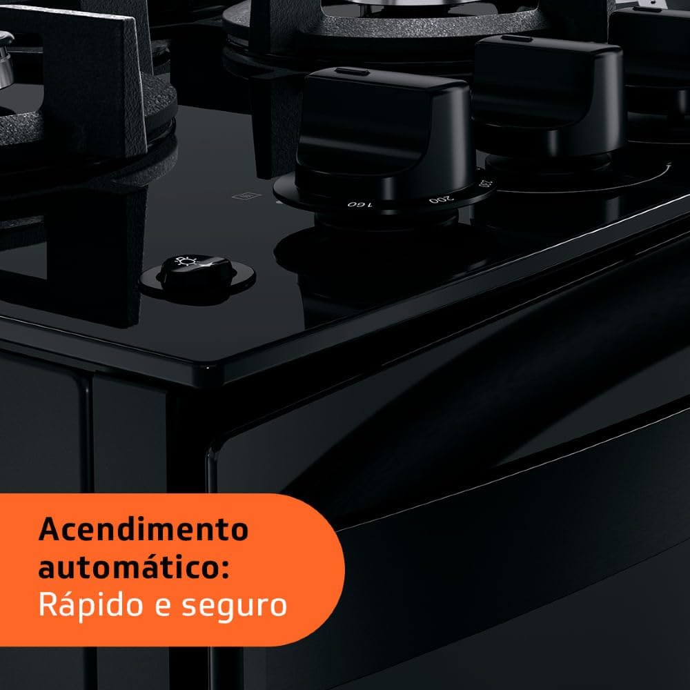 Fogão Brastemp 4 Bocas Mesa de Vidro Bivolt Preto 8 Fogão Brastemp 4 Bocas Mesa de Vidro Bivolt Preto - Imagem 8