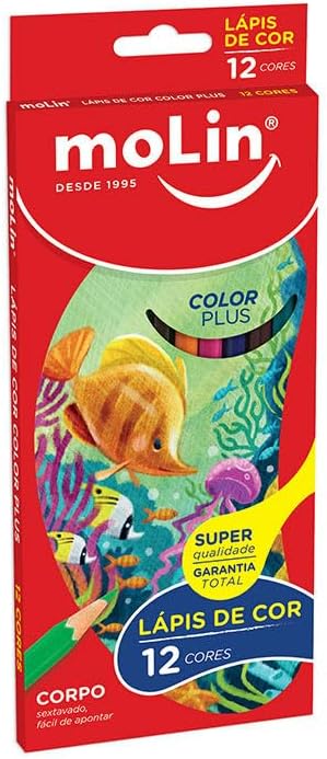 Lápis de Cor Molin Color Dream 12 Cores Sextavado Madeira