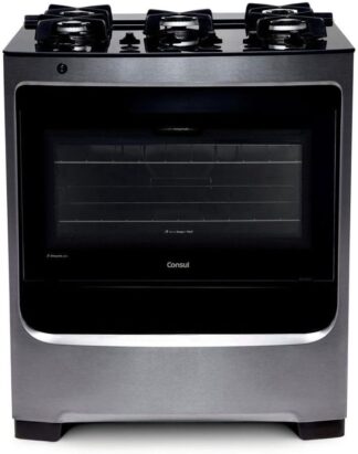 Fogão Consul CFS5VAR 5 Bocas Inox Mesa de Vidro Ferro Fundido