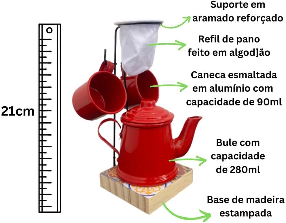 Kit Café Gourmet Genérico Cafeteiras Turcas Coador e Canecas 3 Kit Café Gourmet Genérico Cafeteiras Turcas Coador e Canecas - Imagem 3