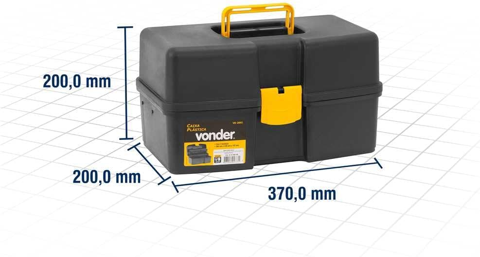 Caixa de Ferramentas Vonder Plástica com 2 Bandejas Organizadora 3 Caixa de Ferramentas Vonder Plástica com 2 Bandejas Organizadora - Imagem 3