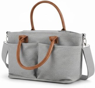 Bolsa Multifuncional Poliéster Cinza Térmica para Maternidade