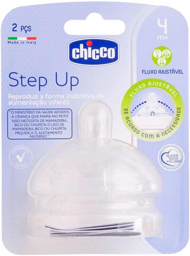 Bico de Mamadeira Chicco Fluxo Ajustável 4m+ Silicone 2 Unid 4 Bico de Mamadeira Chicco Fluxo Ajustável 4m+ Silicone 2 Unid - Imagem 4