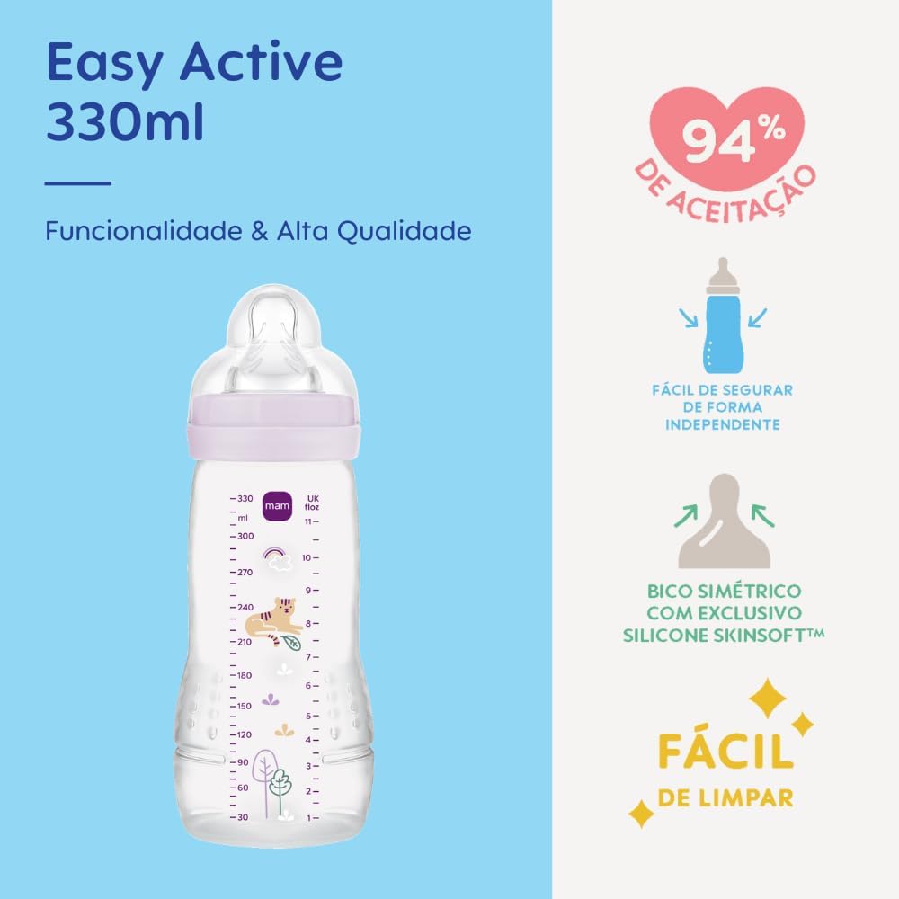 Mamadeira MAM Easy Active 330ml Rosa com Bico de Silicone 8 Mamadeira MAM Easy Active 330ml Rosa com Bico de Silicone - Imagem 8