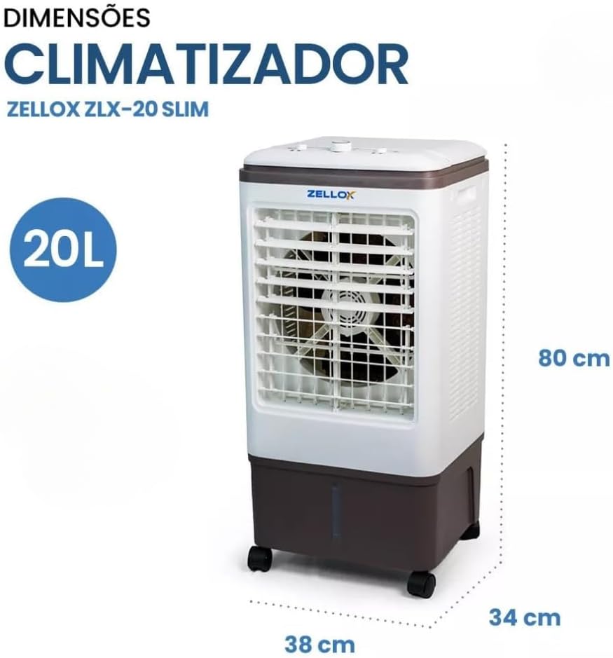 Climatizador de Ar Zellox ZLX-20 Evaporativo 20 Litros 220V 5 Climatizador de Ar Zellox ZLX-20 Evaporativo 20 Litros 220V - Imagem 5