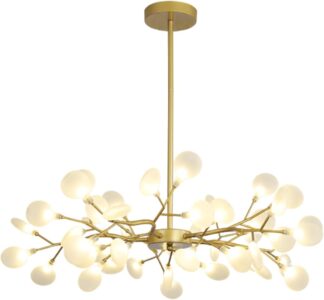 Lustre Teto Gimpo Ramos de Árvore 45 LEDs Dourado KJDD-E-522