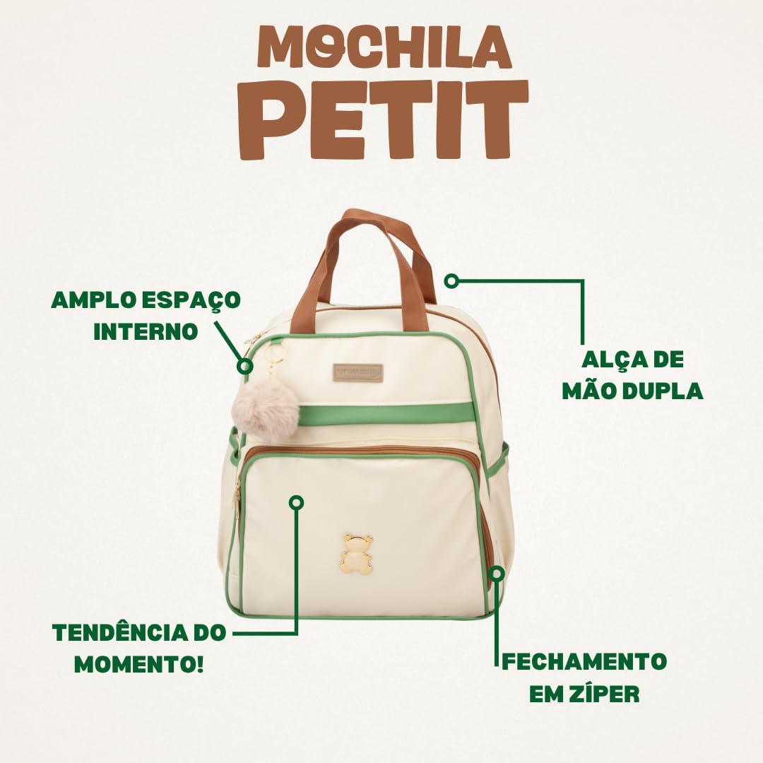Mochila Maternidade Petit Espera Feliz Grande com Ursinho 2 Mochila Maternidade Petit Espera Feliz Grande com Ursinho - Imagem 2