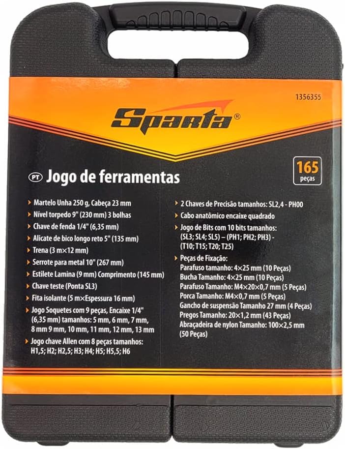 Maleta de Ferramentas Sparta 165 Peças Kit para Uso Doméstico 10 Maleta de Ferramentas Sparta 165 Peças Kit para Uso Doméstico - Imagem 10