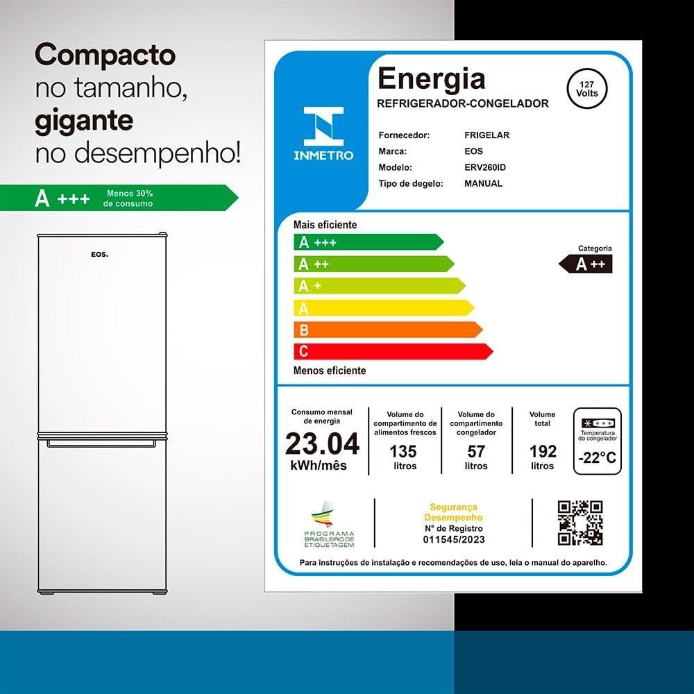 Geladeira Duplex Inverse EOS ERV260IDP 192 Litros Preta 110V 6 Geladeira Duplex Inverse EOS ERV260IDP 192 Litros Preta 110V - Imagem 6