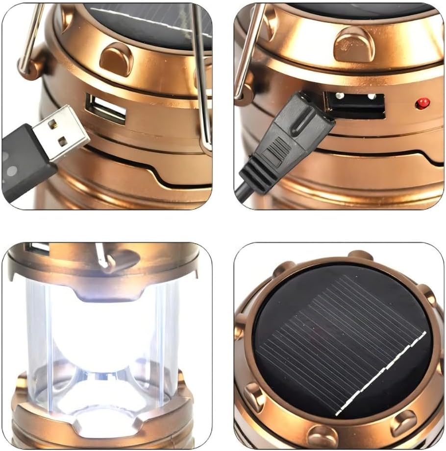 Lampião Retrô Camping Lanterna LED Recarregável Solar Portátil 6 Lampião Retrô Camping Lanterna LED Recarregável Solar Portátil - Imagem 6