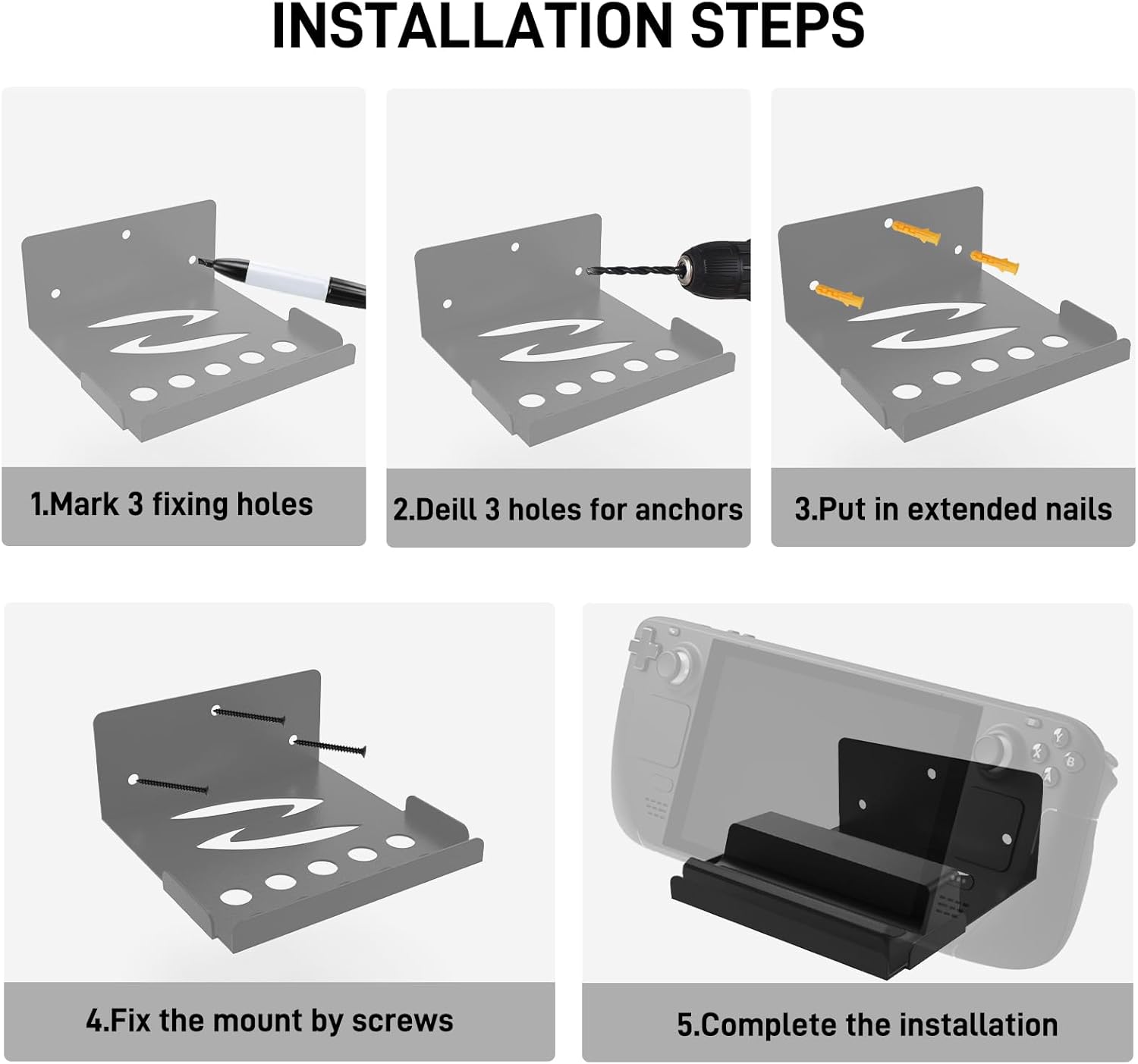 Suporte de Parede Yibeico para Dock Steam Deck Organizador 4 Suporte de Parede Yibeico para Dock Steam Deck Organizador - Imagem 4
