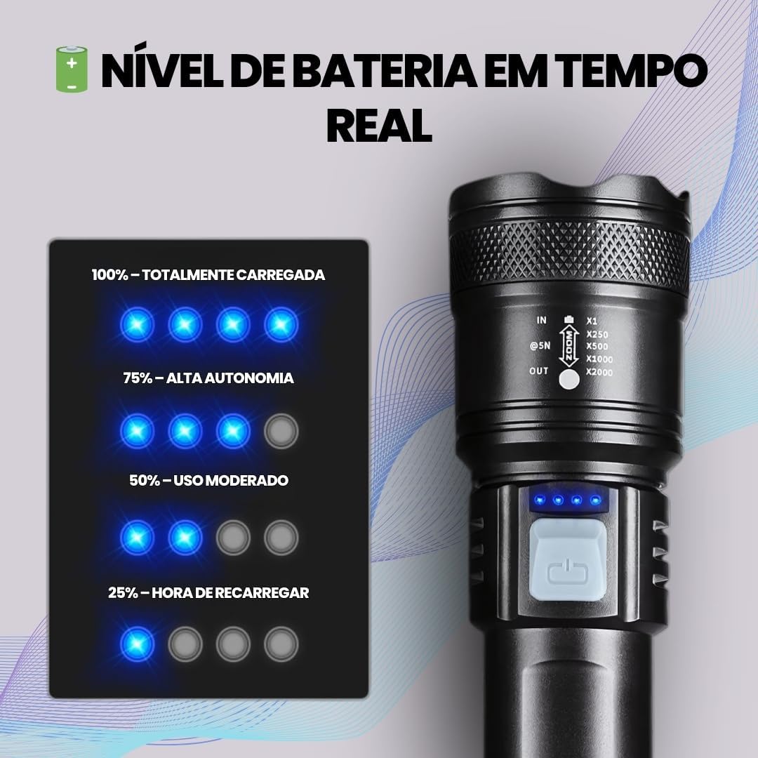 Lanterna Tática Genérico EC6960 Recarregável USB 1800 Lumens 7 Lanterna Tática Genérico EC6960 Recarregável USB 1800 Lumens - Imagem 7