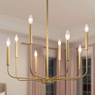 Lustre LALUZ Gold Chandelier Moderno 8 Luzes para Sala de Jantar