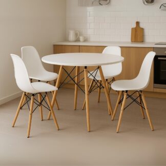 Kit Mesa Jantar Eiffel 75cm e 4 Cadeiras Charles Eames JT Home