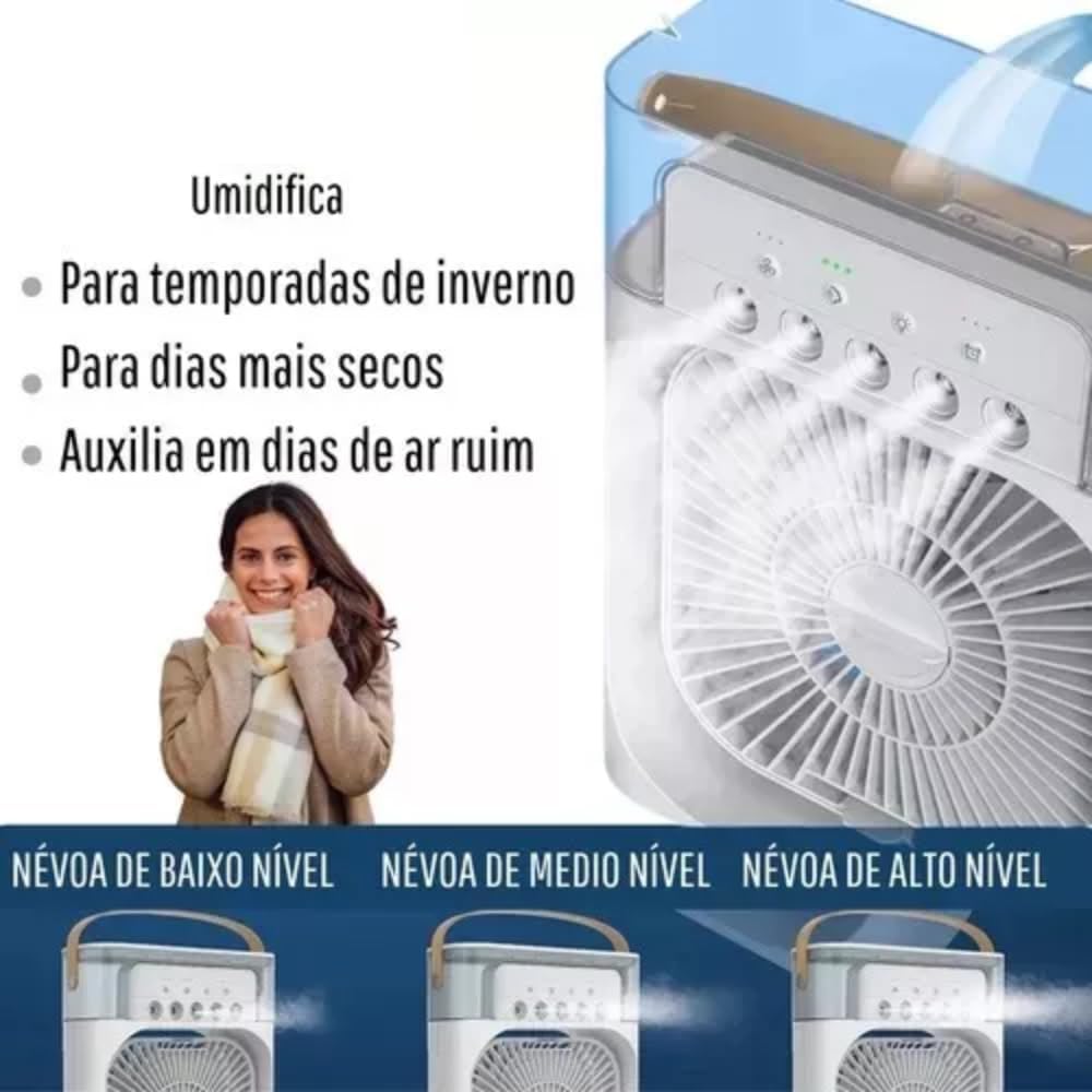 Mini Ventilador Portátil Umidificador Ar Condicionado 3 Velocidades 5 Mini Ventilador Portátil Umidificador Ar Condicionado 3 Velocidades - Imagem 5