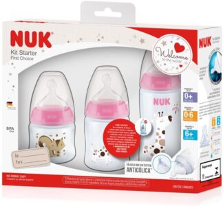 Kit Mamadeira NUK First Choice Starter Anticólica Rosa 3 Peças