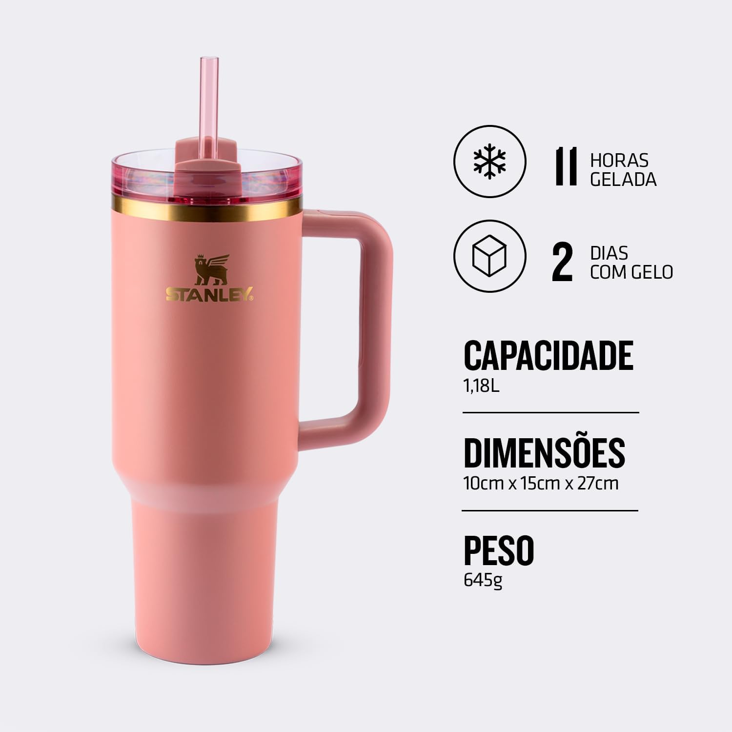 Copo Térmico Stanley Quencher H2.0 1,18L Antique Pink 4 Copo Térmico Stanley Quencher H2.0 1,18L Antique Pink - Imagem 4