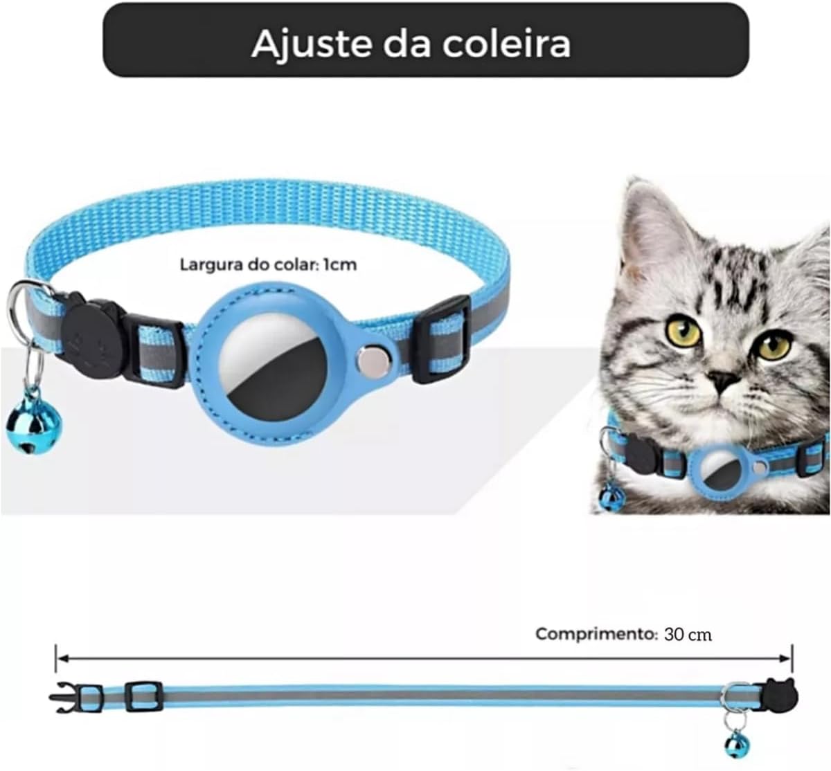 Coleira para Airtag com Guizo e Refletiva para Gatos e Cães 3 Coleira para Airtag com Guizo e Refletiva para Gatos e Cães - Imagem 3