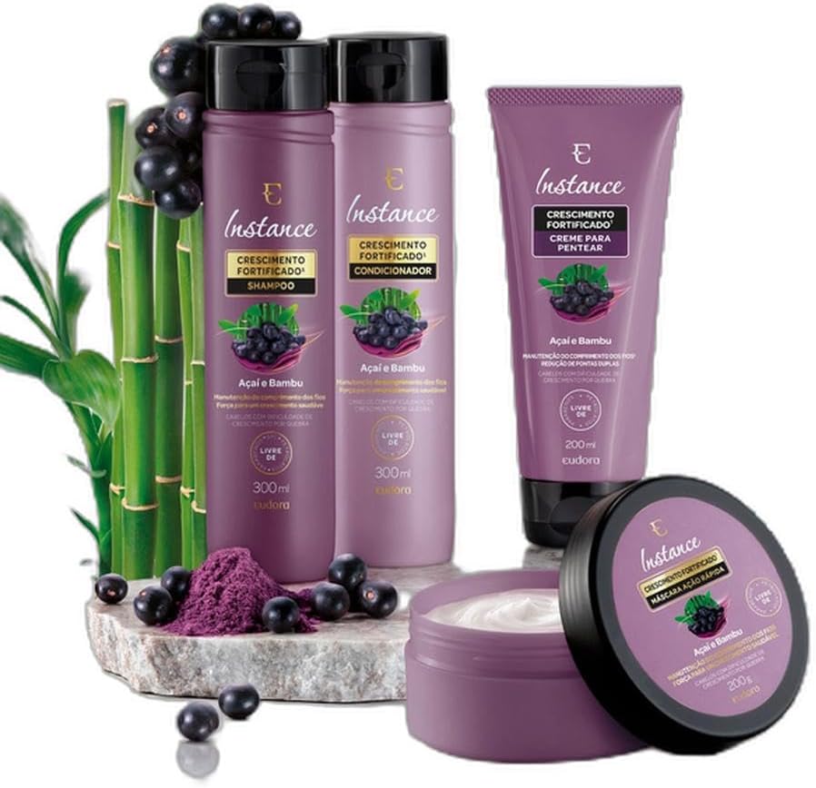 Condicionador Eudora Instance Açaí e Bambu Crescimento 300ml 2 Condicionador Eudora Instance Açaí e Bambu Crescimento 300ml - Imagem 2