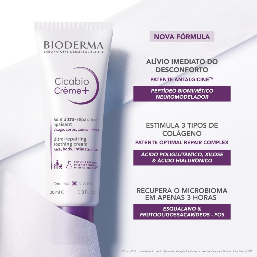 Creme Reparador Cicabio Crème+ Bioderma 20ml Calmante Facial 3 Creme Reparador Cicabio Crème+ Bioderma 20ml Calmante Facial - Imagem 3