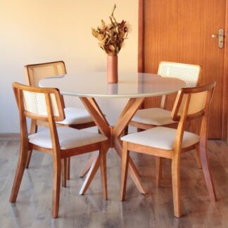 Sala de Jantar Acassia Decore Casa 4 Cadeiras Lilia Rattan