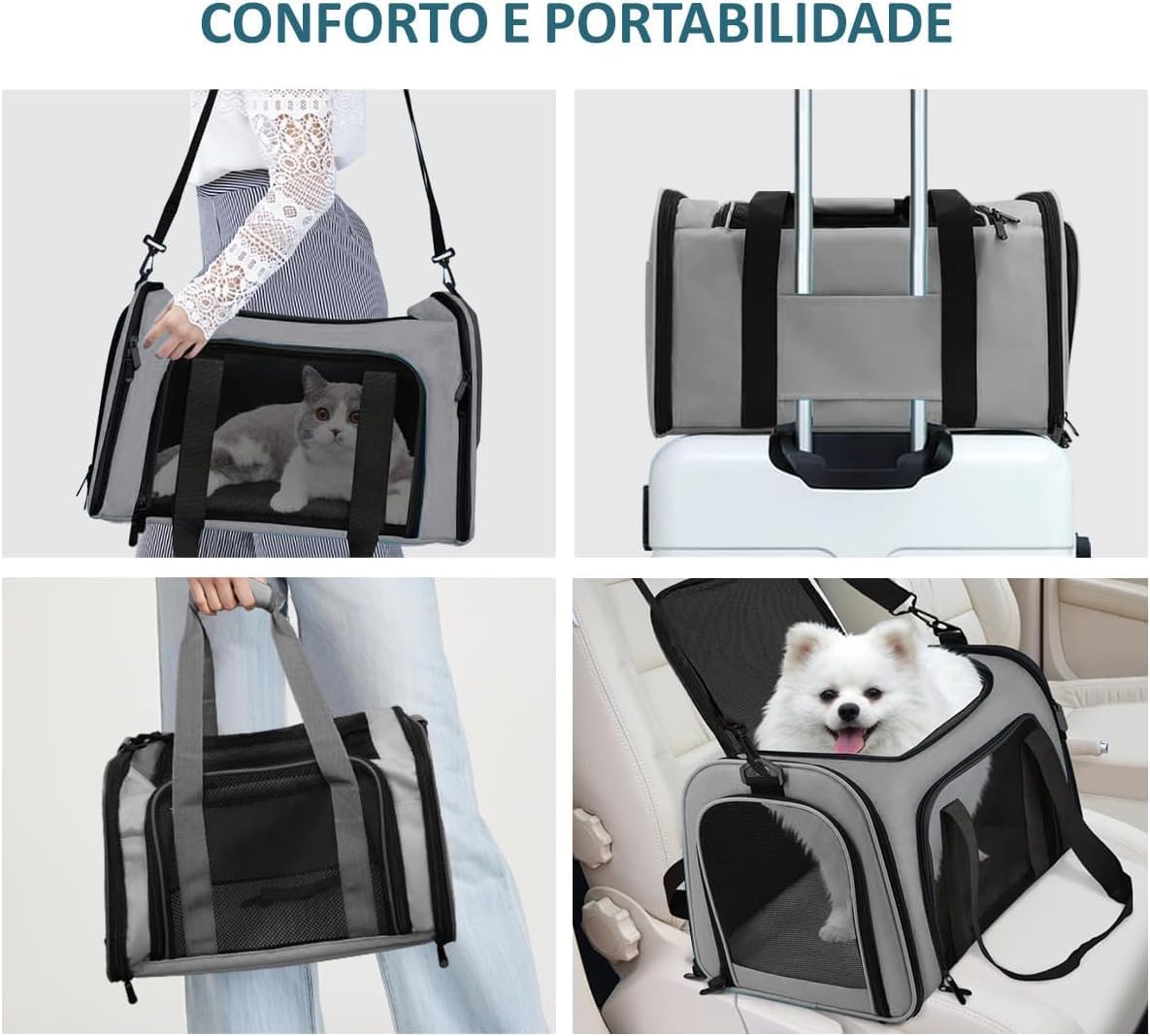 Bolsa de Transporte Pet Azul Premium Respirável para Viagem 9 Bolsa de Transporte Pet Azul Premium Respirável para Viagem - Imagem 9