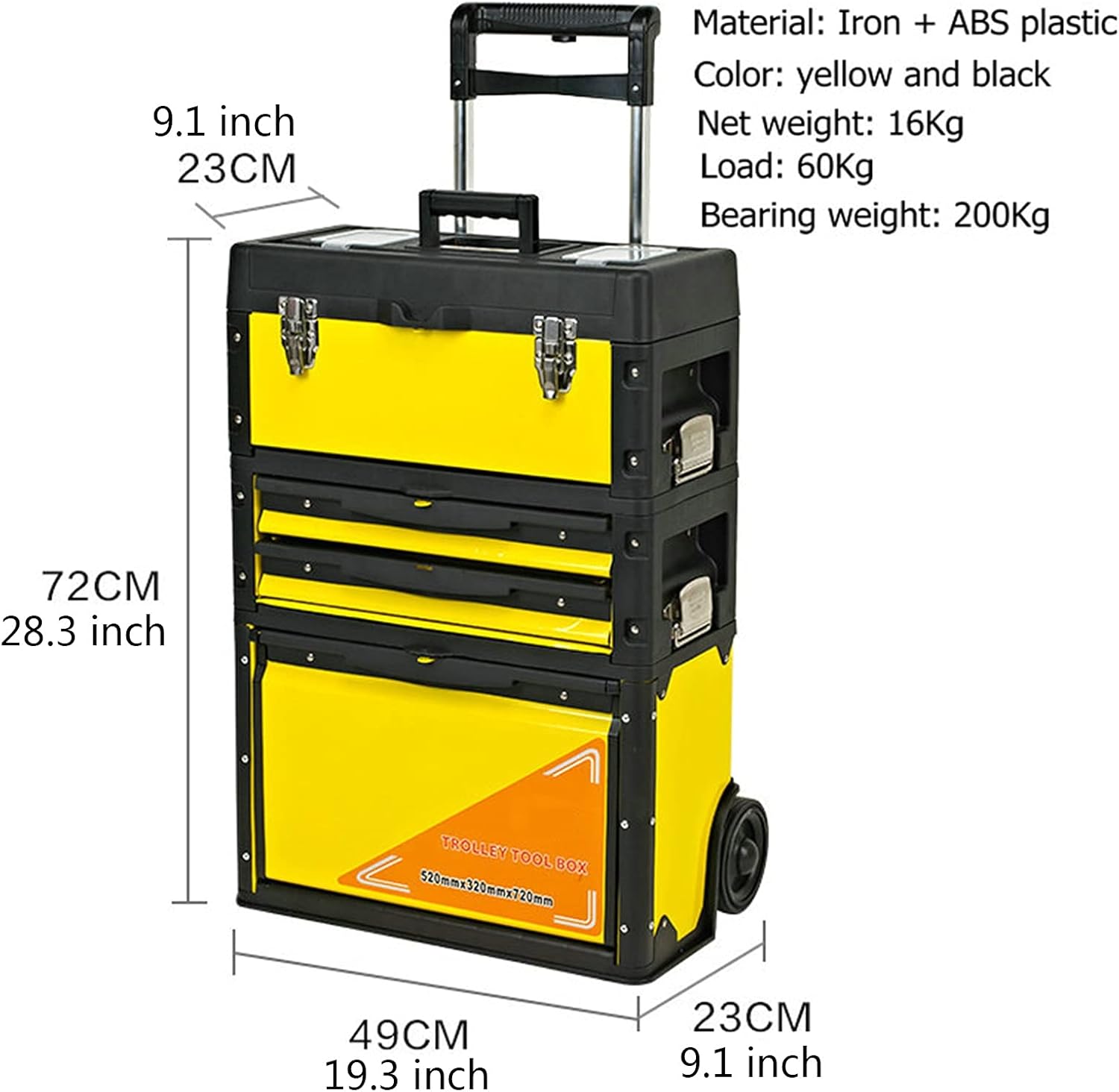 Caixa de Ferramentas KIZQYN Portátil com Rodas e Três Camadas 7 Caixa de Ferramentas KIZQYN Portátil com Rodas e Três Camadas - Imagem 7