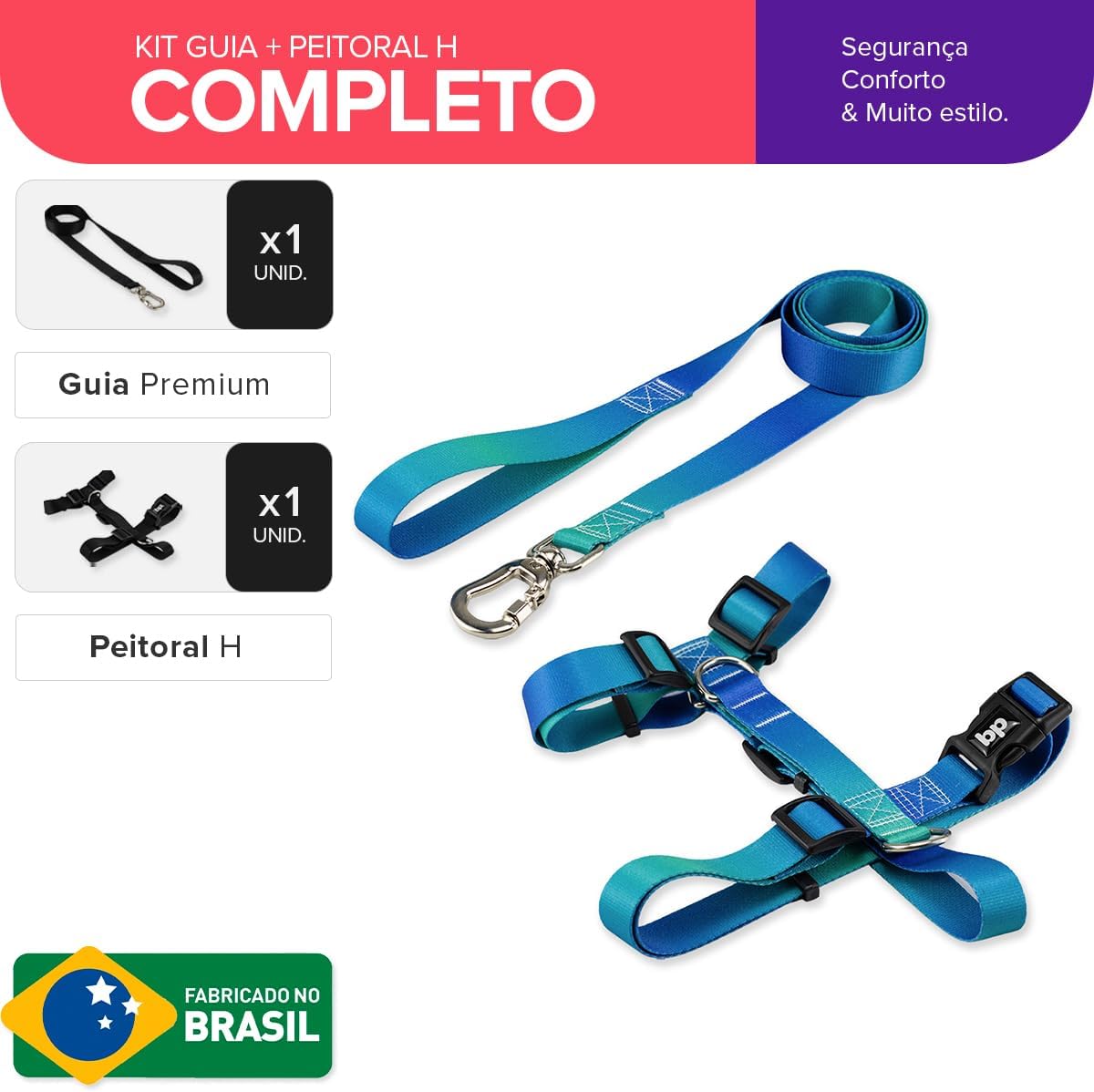 Coleira Peitoral com Guia Basic Pet Tradicional para Cães Grande 3 Coleira Peitoral com Guia Basic Pet Tradicional para Cães Grande - Imagem 3