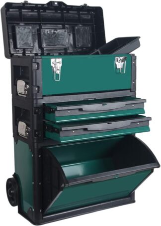 Caixa de Ferramentas KIZQYN Grande com Rodinhas e Bandeja