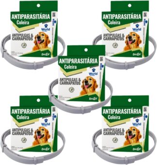 Kit 5 Coleiras Dugs Antipulgas e Carrapatos para Cães 17g