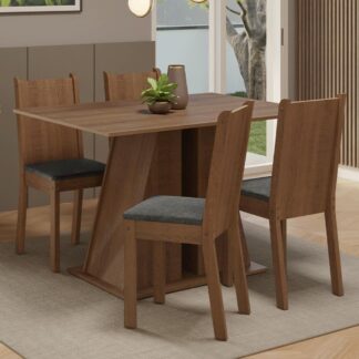Conjunto Sala de Jantar 4 Cadeiras Madesa Marilyn Rustic Silver