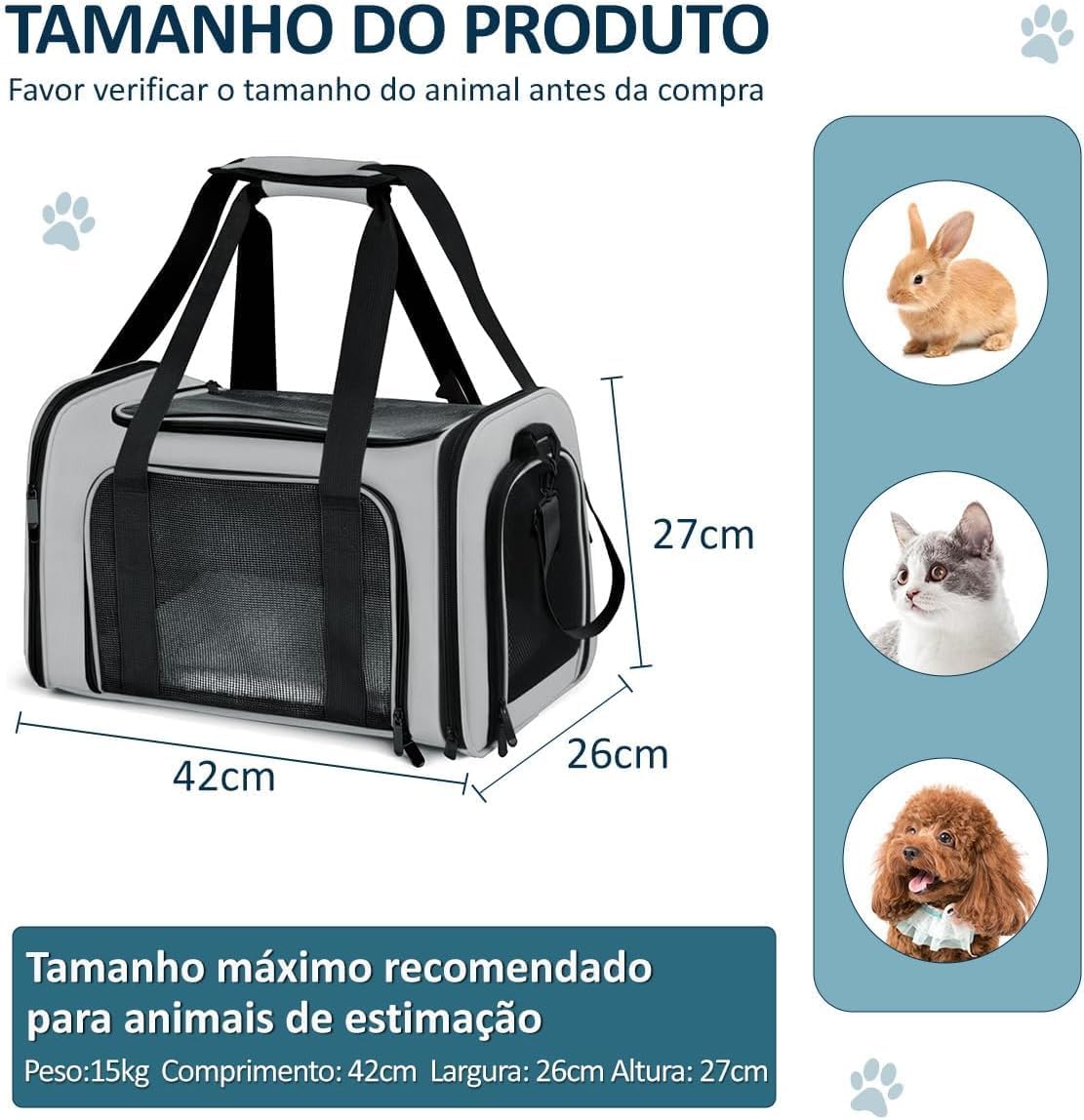 Bolsa de Transporte Pet Azul Premium Respirável para Viagem 7 Bolsa de Transporte Pet Azul Premium Respirável para Viagem - Imagem 7