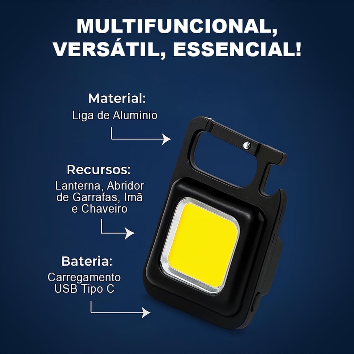 Mini Lanterna LED Recarregável Genérico 001 Portátil Compacta 5 Mini Lanterna LED Recarregável Genérico 001 Portátil Compacta - Imagem 5