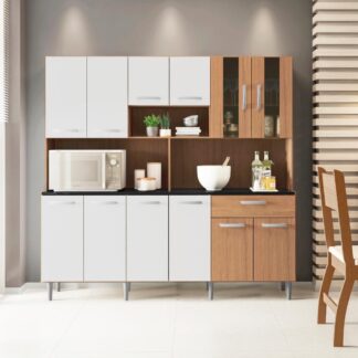 Armário de Cozinha 12 Portas 1 Gaveta Clara Poliman Carvalho/Branco