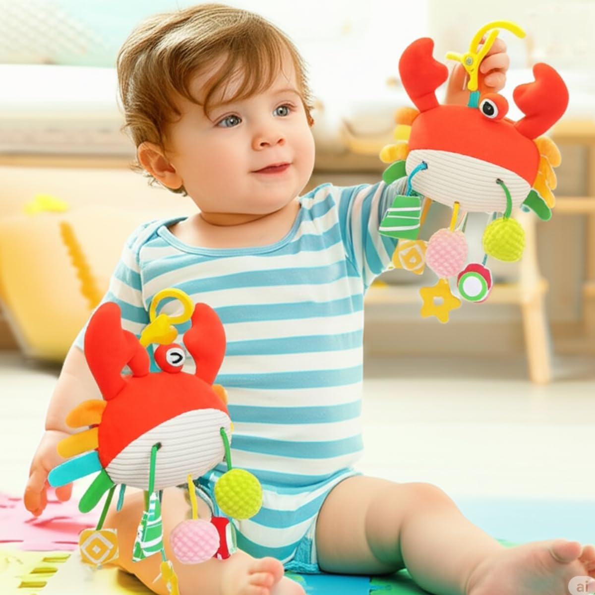 Mobile de Berço Caranguejo Sensorial Chocalho Brinquedo Bebê 3 Mobile de Berço Caranguejo Sensorial Chocalho Brinquedo Bebê - Imagem 3