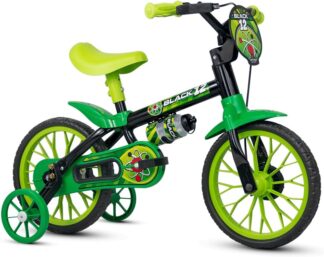 Bicicleta Infantil Nathor Black 12 Aro 12 com Rodinhas