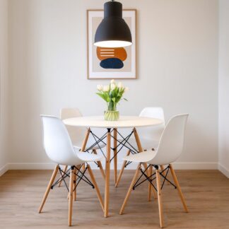 Conjunto Mesa Jantar 70cm Lar Têxtil Eames com 4 Cadeiras