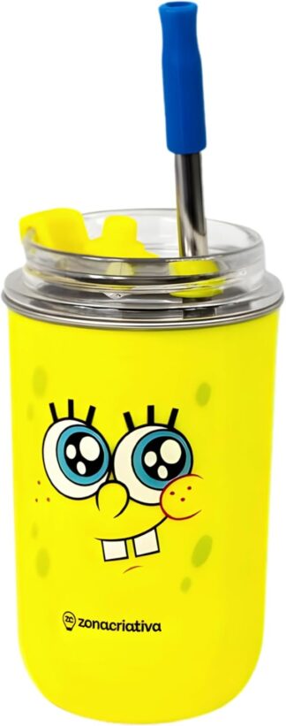 Copo Neo Zona Criativa Bob Esponja Térmico com Canudo 300ml