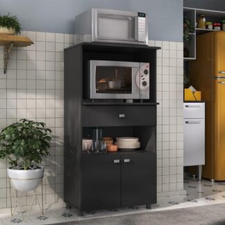 Balcão Multiuso Multimóveis 4060g para Forno e Micro-ondas Preto