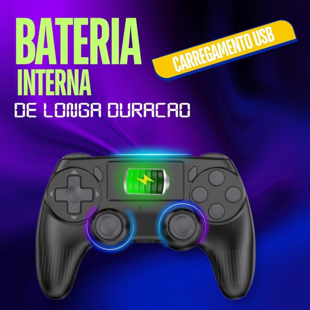 Controle Sem Fio Bluetooth para PS4 PC Gamer com Vibração 5 Controle Sem Fio Bluetooth para PS4 PC Gamer com Vibração - Imagem 5