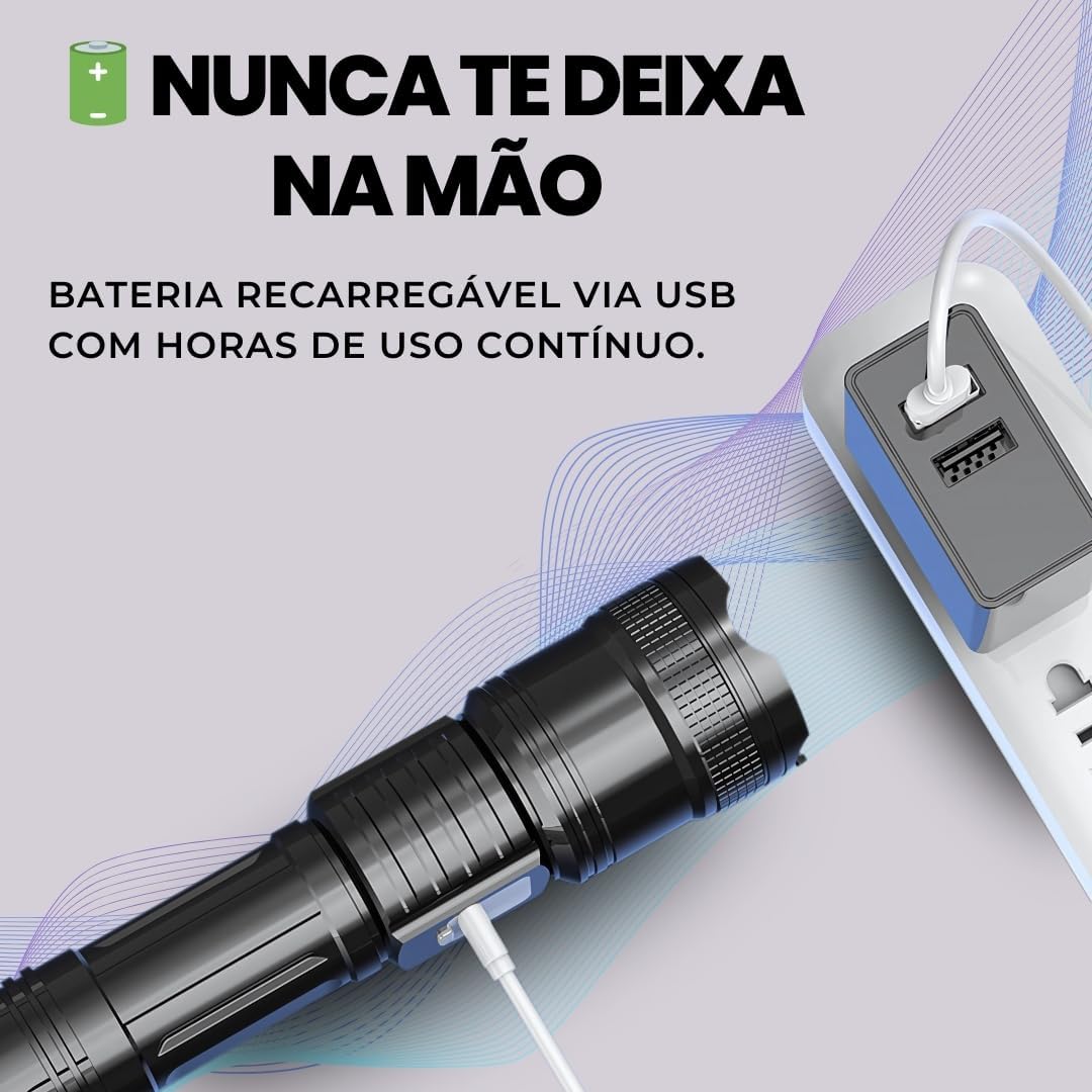 Lanterna Tática Genérico EC6960 Recarregável USB 1800 Lumens 4 Lanterna Tática Genérico EC6960 Recarregável USB 1800 Lumens - Imagem 4