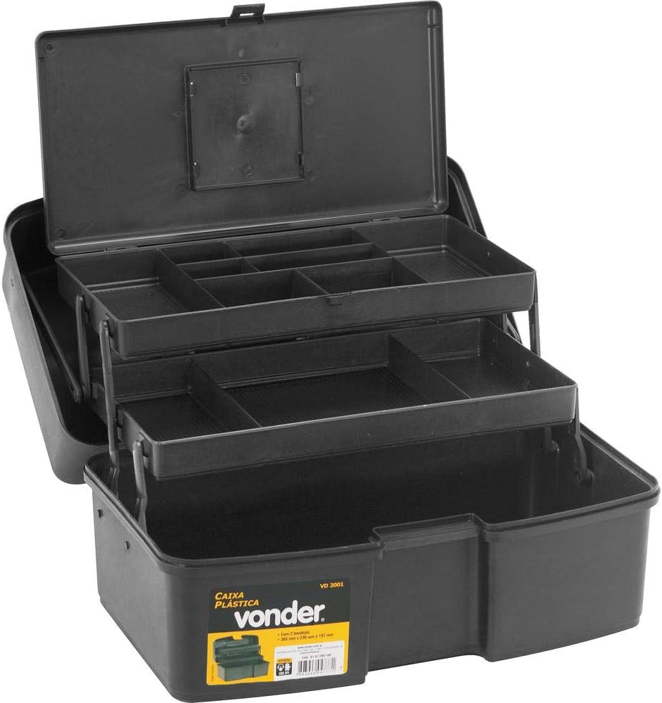 Caixa de Ferramentas Vonder Plástica com 2 Bandejas Organizadora 2 Caixa de Ferramentas Vonder Plástica com 2 Bandejas Organizadora - Imagem 2