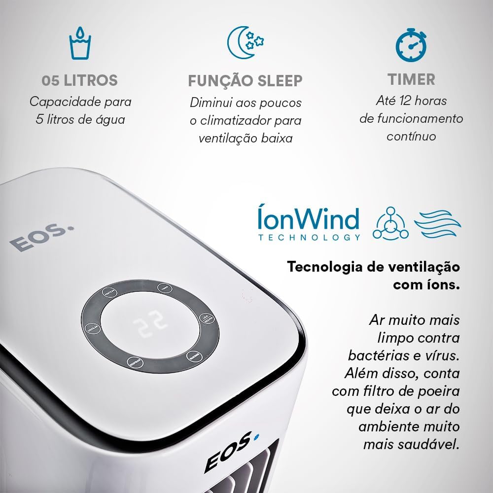 Climatizador de Ar EOS Artic Fresh 5 Litros 4 em 1 com Controle 4 Climatizador de Ar EOS Artic Fresh 5 Litros 4 em 1 com Controle - Imagem 4